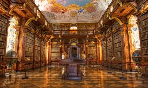 Library Inside The Melk Abbey In Austria