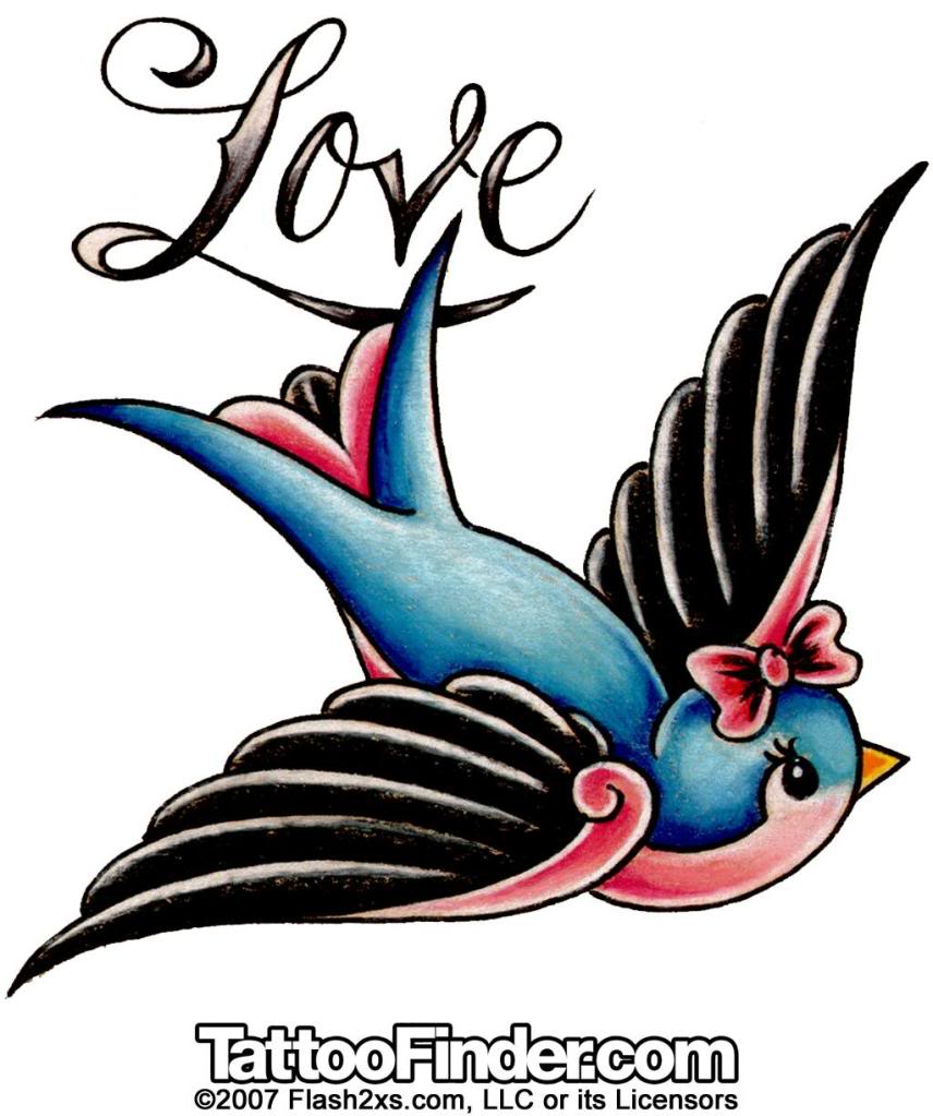 Love Sparrow Tattoo Design