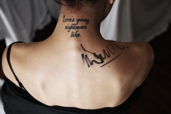 17 Quotes Back Neck Tattoos