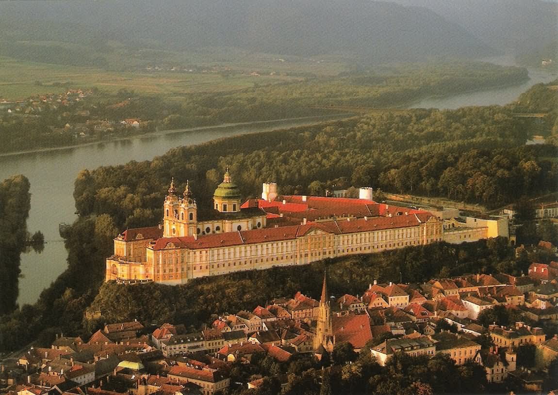Magnificent Aerial Seeing Of The Melk Abbey