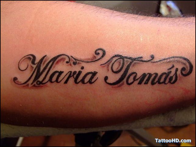 Maria Tomas Name Tattoo Design For Arm