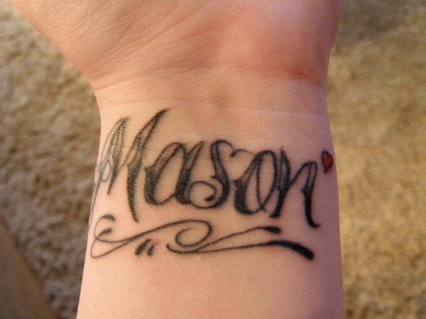 Mason Name Tattoo On Wrist