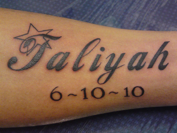 Memorial Taliyah Name Tattoo Design For Arm