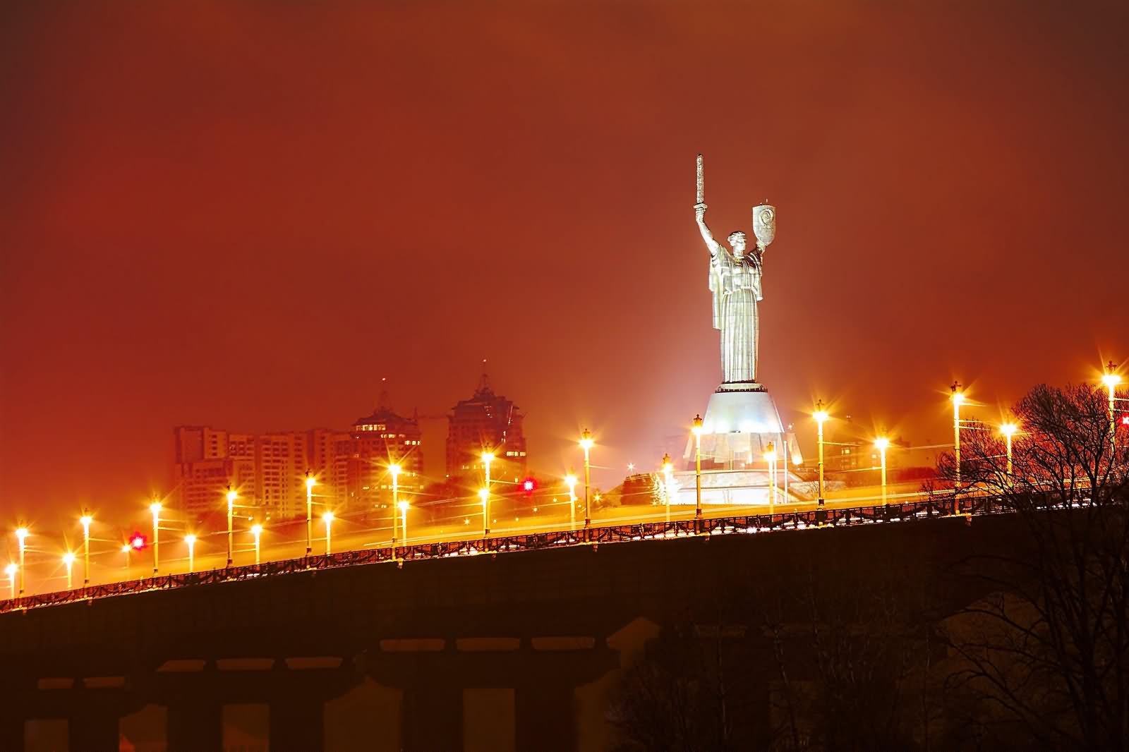 Mother Motherland Statue Lit Up At Night