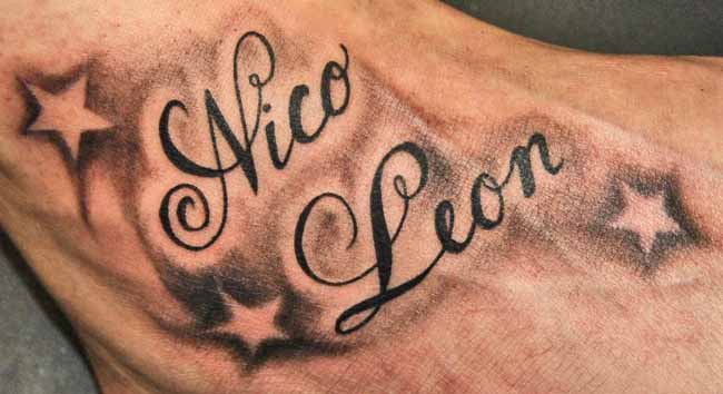 Nico Leon Name With Stars Tattoo Design
