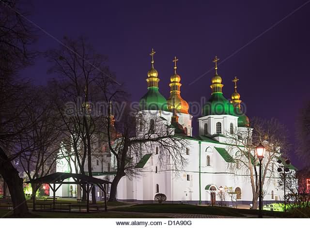 Night View Of The Saint Sophia Cathedral In Kiev