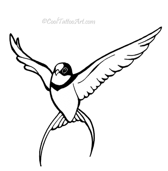 Outline Flying Sparrow Tattoo Design