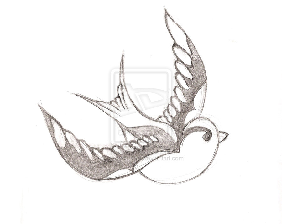 Outline Sparrow Tattoos Designs