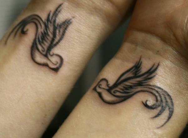 Outline Sparrow Tattoos On Wrists