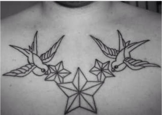 Outline Stars And Sparrow Tattoos