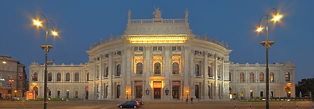 Panorama View Of The Burgtheater At Night