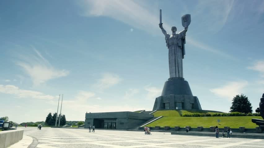 People Walking On Memorial Complex Mother Motherland Statue