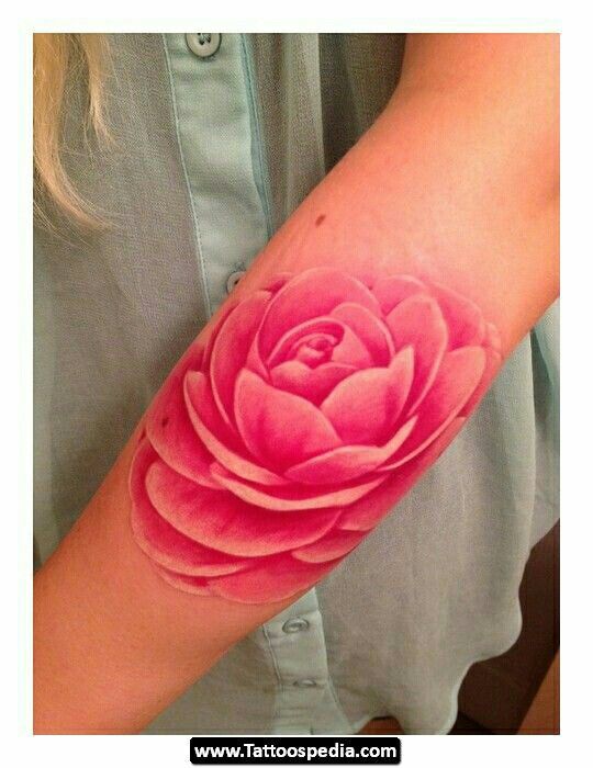 Pink Watercolor Dahlia Flower Tattoo Design For Sleeve