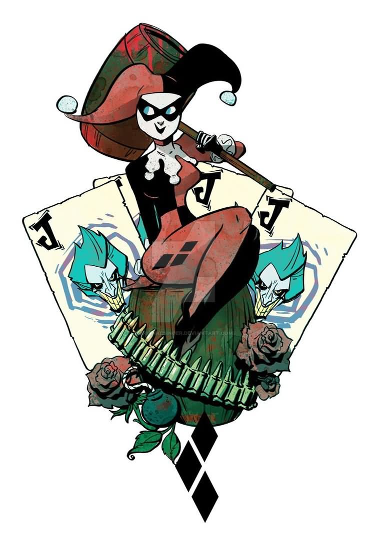 Pirate Harley Quinn Tattoo Design by Briankesinger