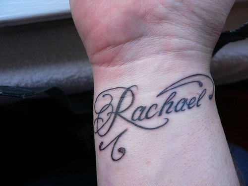 Rachael Name Tattoo On Wrist