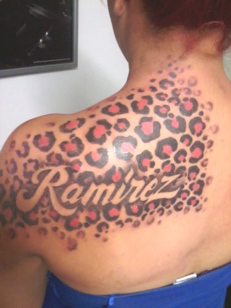 Ramirez Name Tattoo On Left Back Shoulder