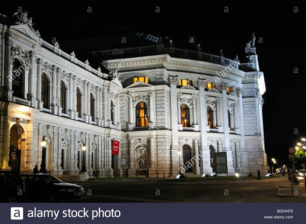Side View Image Of The Burgtheater In Vienna, Austria At Night