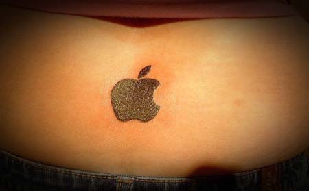 Silhouette Apple Logo Tattoo Design For Lower Back