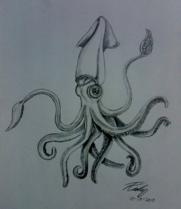 Simple Squid Tattoo Design