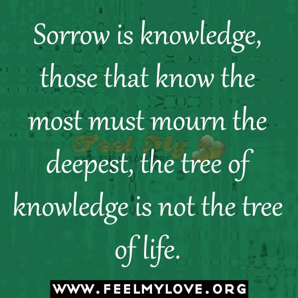 Sorrow is knowledge, those that know the most must mourn the deepest, the tree of knowledge is not the tree of life.