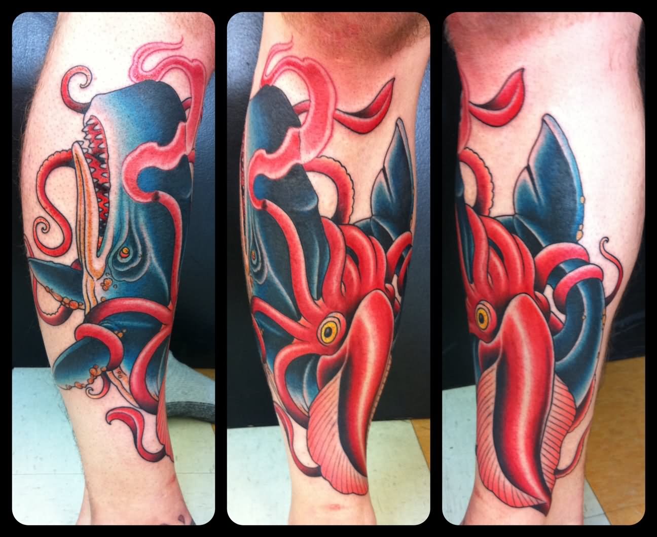 Squid Tattoo Idea For Leg