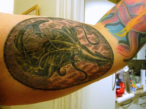 Squid Tattoo On Arm Sleeve