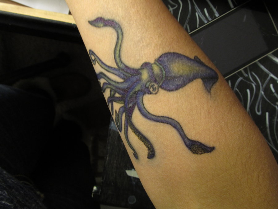 Squid Tattoo On Forearm by Theartblogger