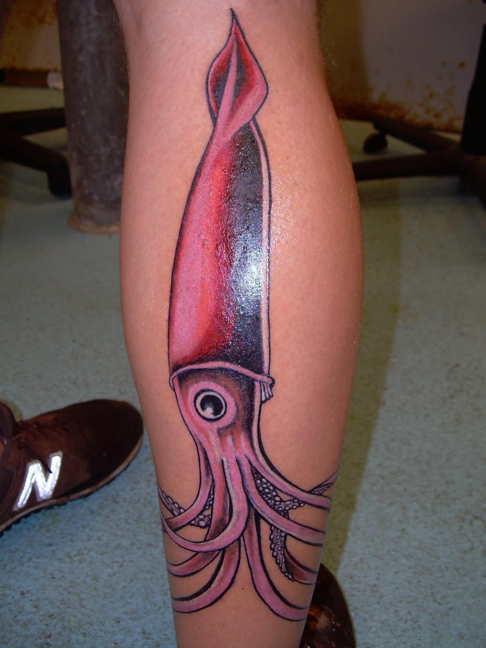 Squid Tattoo On Leg