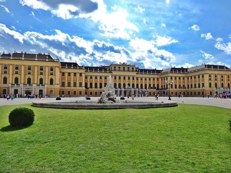 The Beautiful View Of The Schonbrunn Palace From Garden