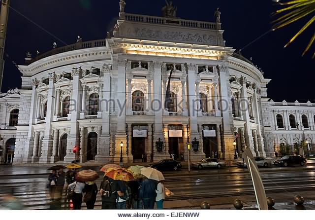 The Burgtheater Building By Night In Austria