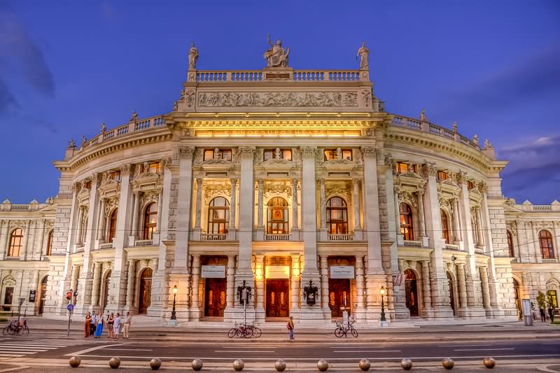 The Burgtheater Illuminated At Night