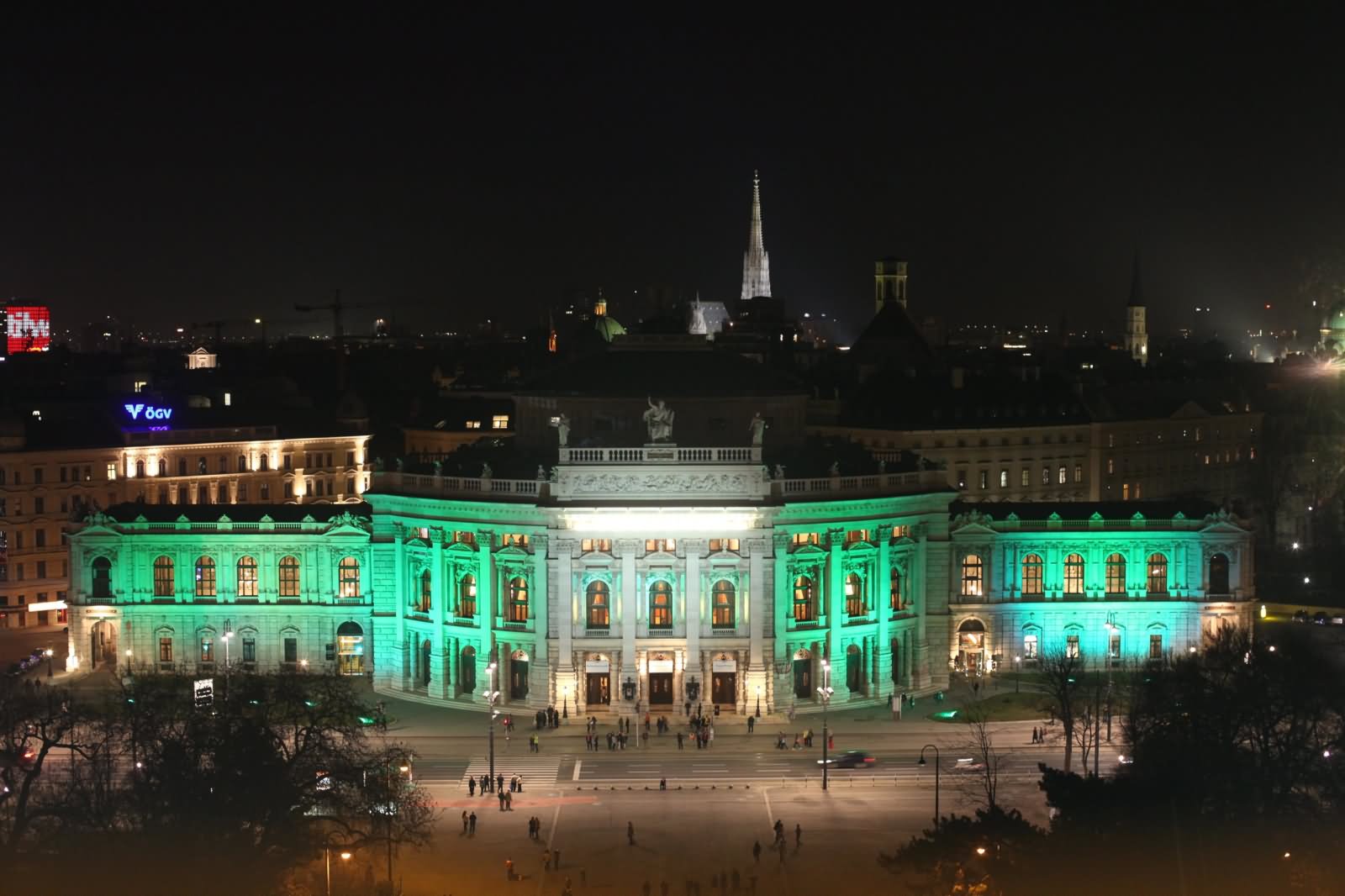 The Burgtheater Illuminated In Vienna