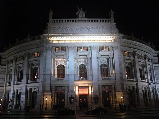 The Burgtheater In Vienna During Night