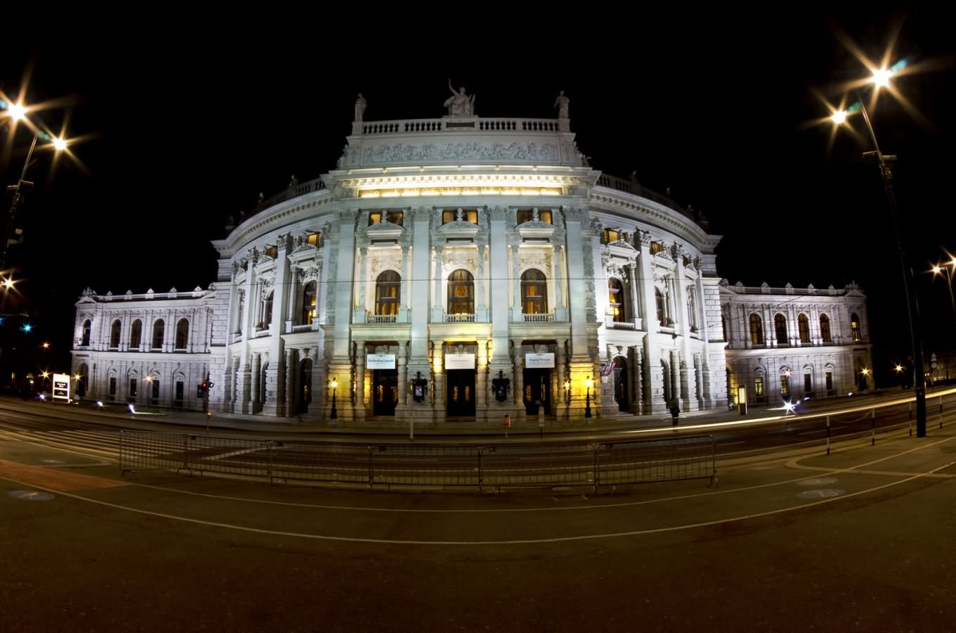 The Burgtheater Night View Across The Road In Vienna