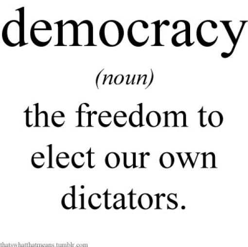 The Freedom To Elect Our Own Dictators Funny Democracy Definition Picture