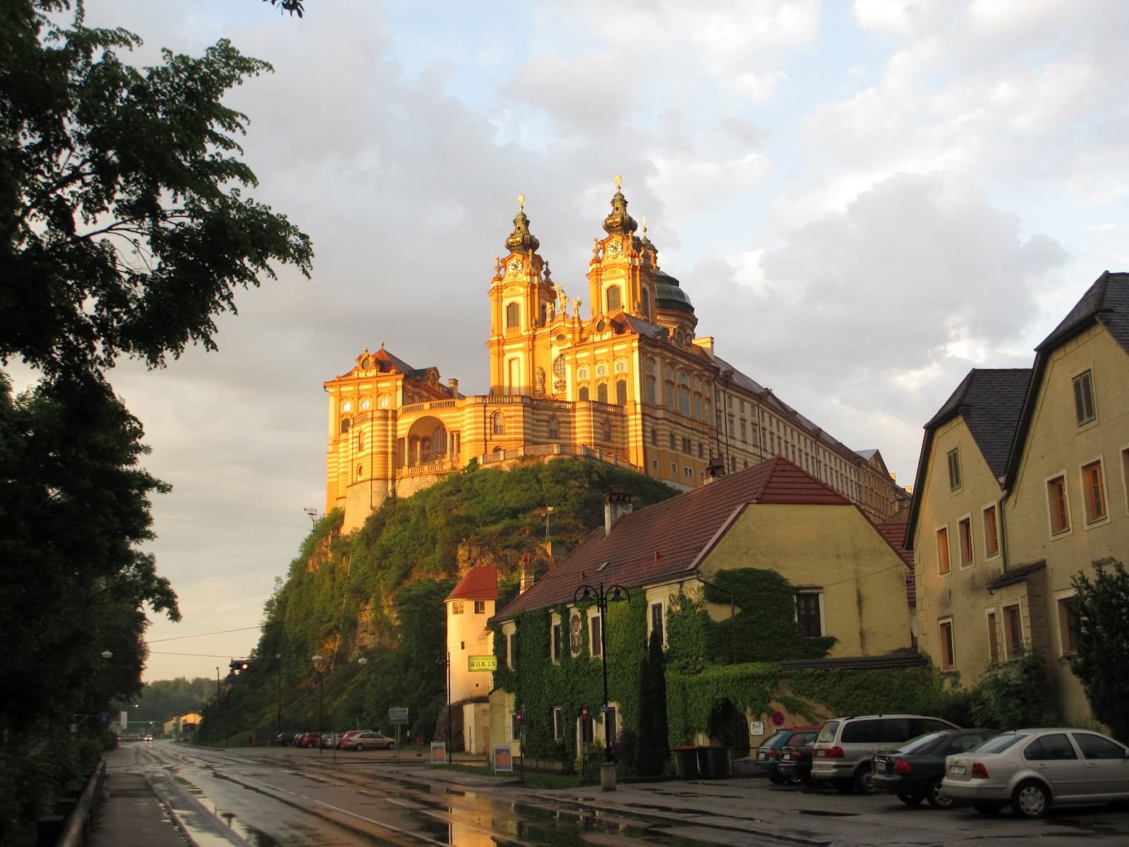The Melk Abbey Is Located On A Rocky Outcrop