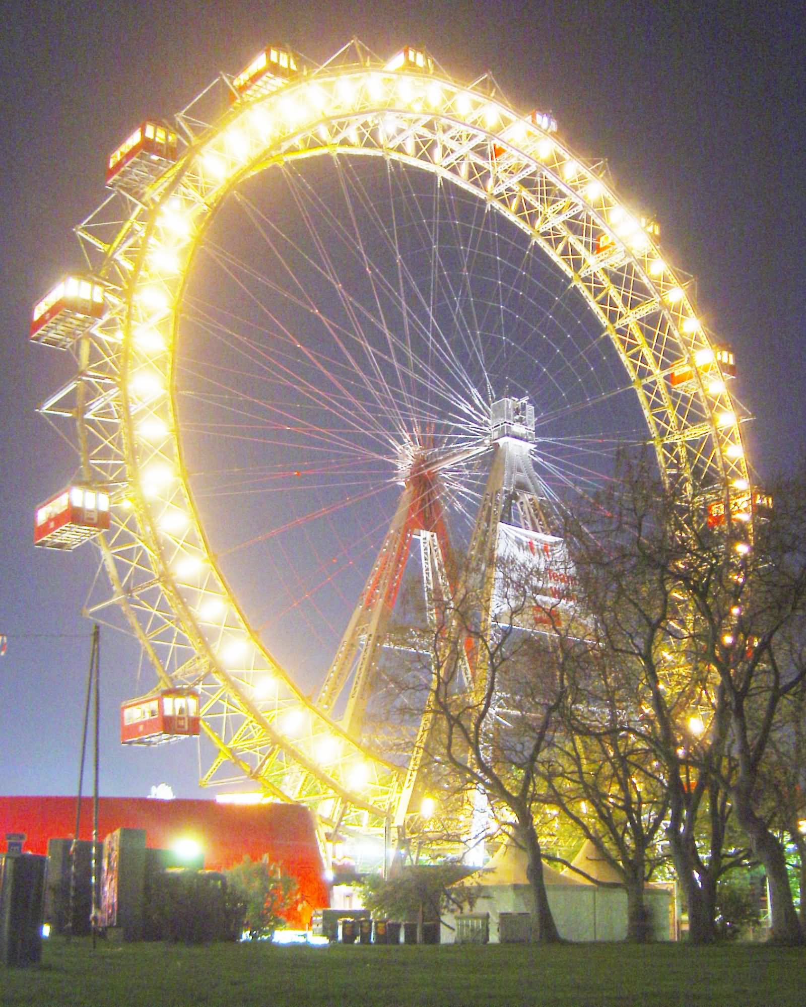 The Wiener Riesenrad Ferris Wheel In Vienna At Night