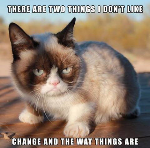 There Are Two Things I Don't Like Change And The Way Things Are Funny Grumpy Cat Image