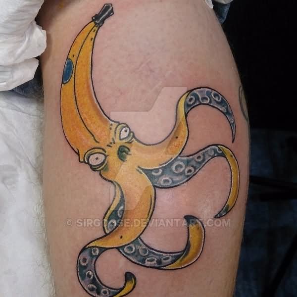 Traditional Banana Squid Tattoo by Sirgoose