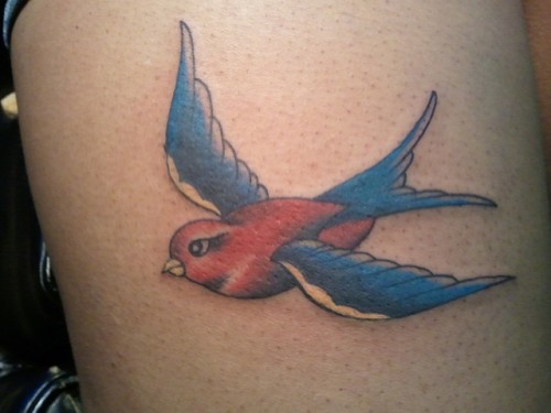 Traditional Flying Sparrow Tattoo