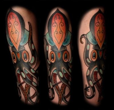 Traditional Squid Tattoo Design Sample