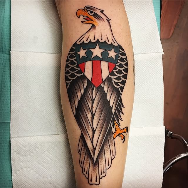 USA Eagle Tattoo Design For Leg Calf