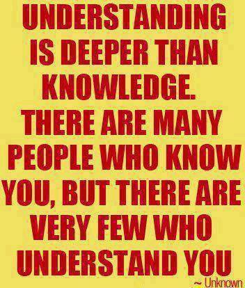 Understanding Is Deeper Than Knowledge There Are Many People Who Know You But There Are Very Few Who Understand You.