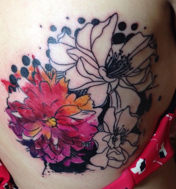 Watercolor Dahlia Flower Tattoo Design For Girl