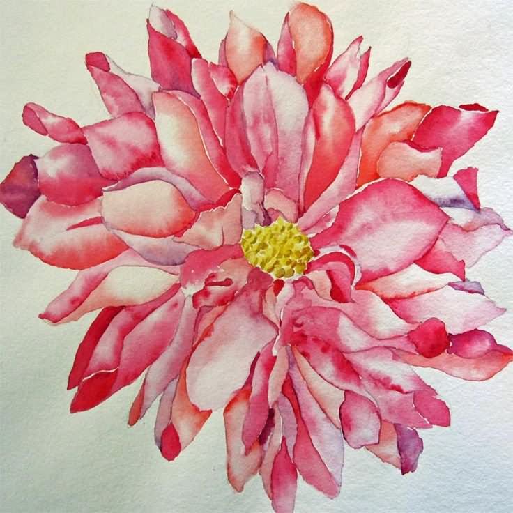 Watercolor Dahlia Flower Tattoo Design