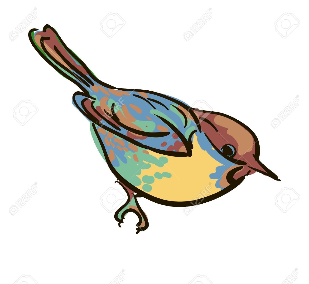 Watercolor Sparrow Tattoo Design