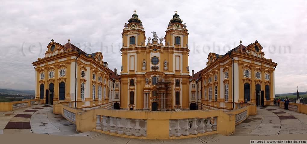 West Facade Of Melk Abbey With Collegiate Church View From Altane