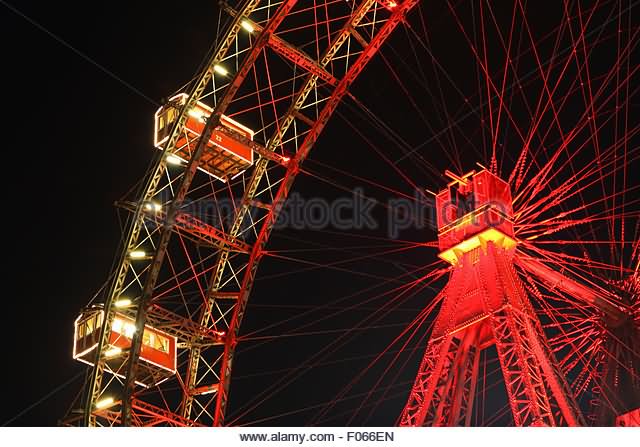 Wiener Riesenrad At Night With Red Lights Picture
