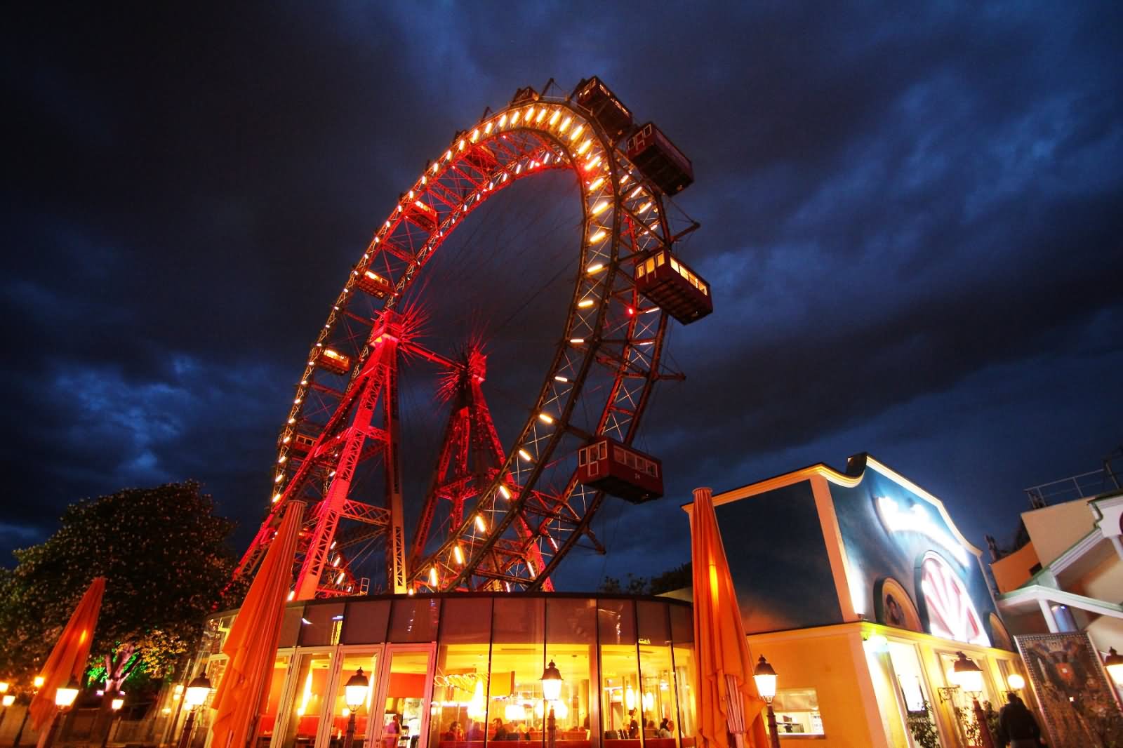 Wiener Riesenrad Ferris Wheel By Night Picture