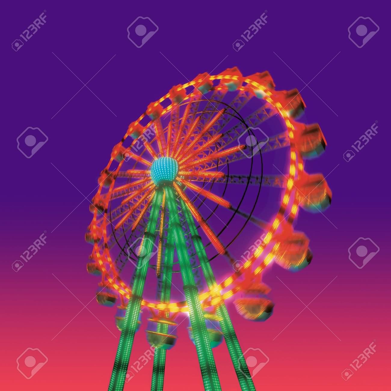 Wiener Riesenrad Ferris Wheel Isolated On Night